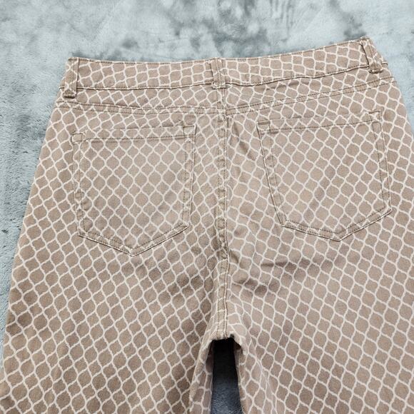 Charter Club Jeans Womens 10 Tan White Geometric Lexington Straight Leg Stretch - Picture 4 of 13